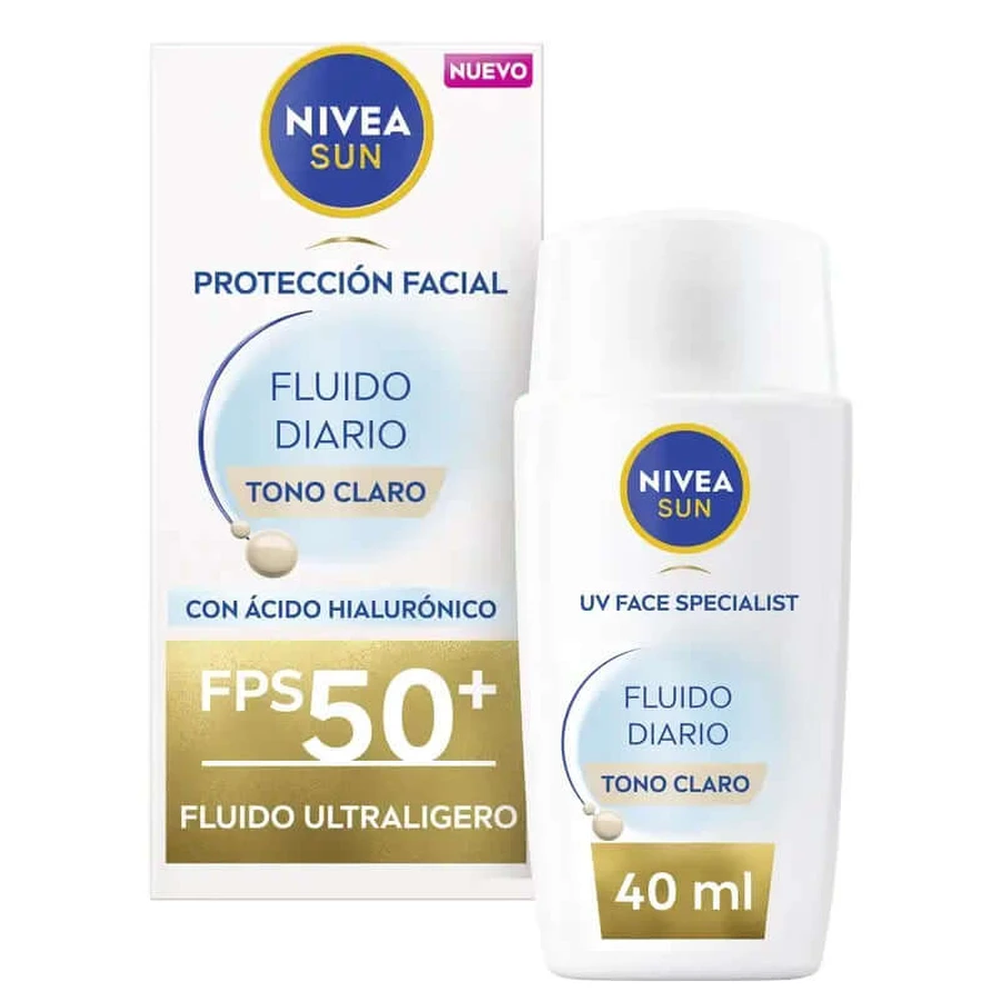 Nivea Sun Ultra Light Tägliches Gesichtsfluid Helle Tönung Spf50+ 40Ml