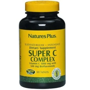 Natures Plus Super C Tablettenlex+Bioflavonoïden (Vertraagde werking), 60 Tabletten