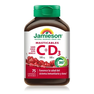 Jamieson Vitamin C+ D3 500Mg 500Ui , 75 Chewable Tablets