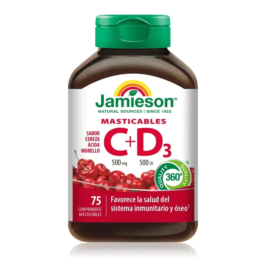 Jamieson Vitamin C+ D3 500Mg 500Ui , 75 Chewable Tablets