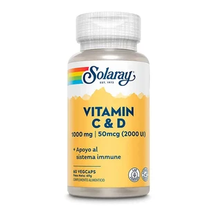 Solaray Vitamine C 1000 mg + Vitamine D 2000Ui 60 gélules
