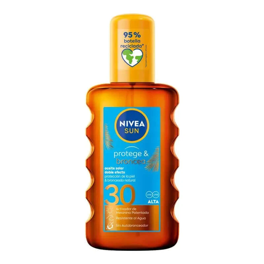 NIVEA Sun SPF30 Protege & Broncea Aceite Solar Activador del Bronceado, 200 ml