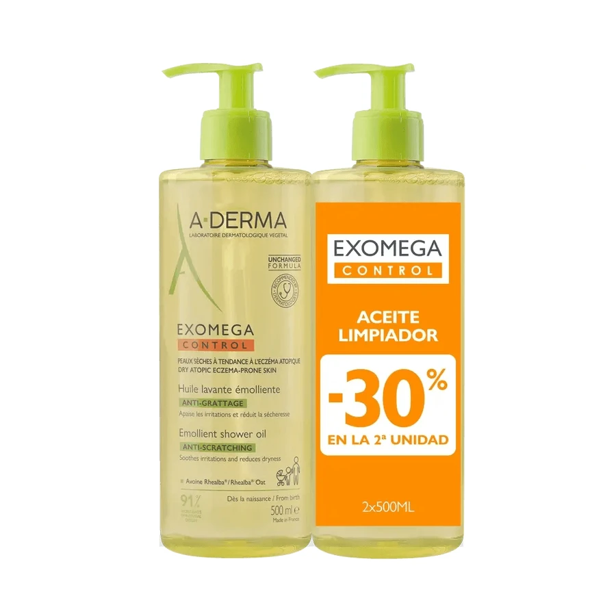 A-Derma Exomega Control Anti-Irritation Emollient Shower Oil 2 X 500 Ml