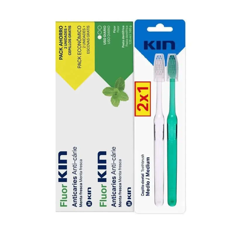 KIN FluorkIN 125 Set 2 stuks + Medium Borstel 2X1