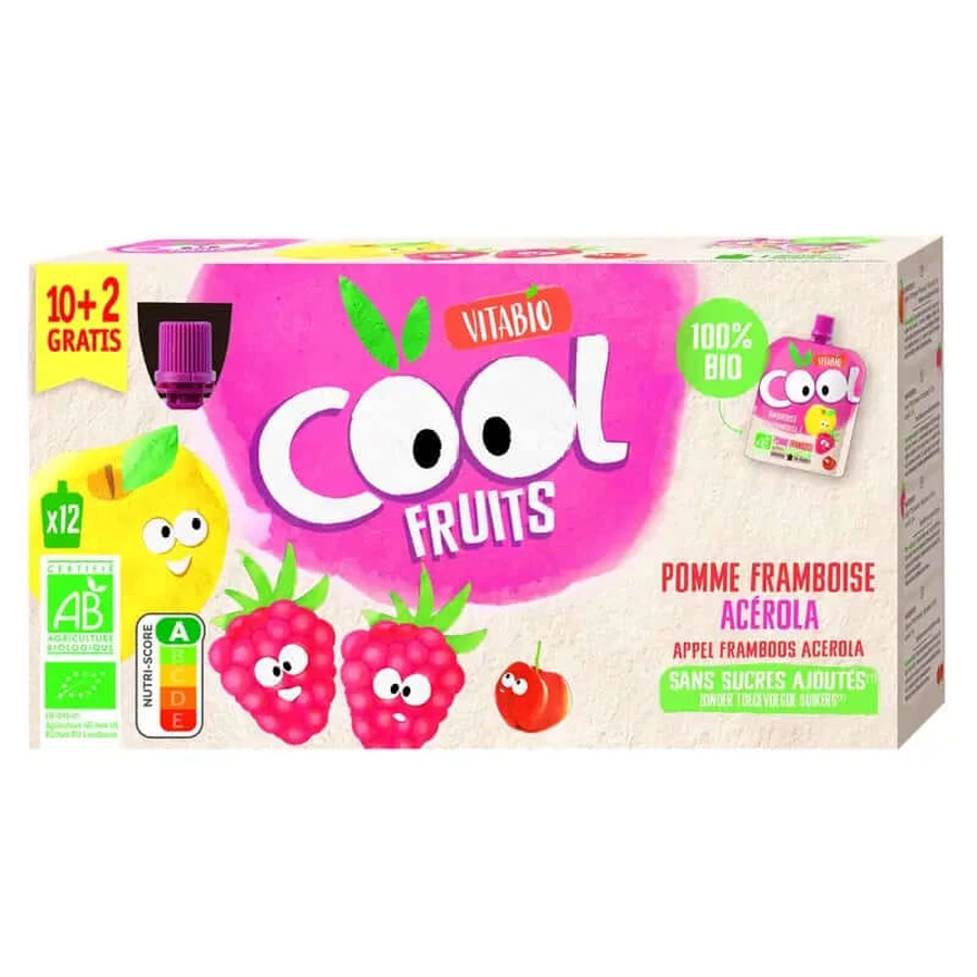 Vitabio Cool Fruits Apfel & Himbeere 90 Gr, 12 Stück