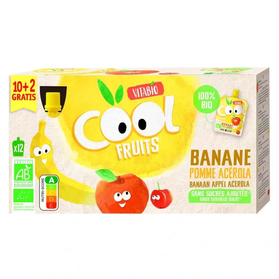 Vitabio Cool Fruits Apple & Banana 90 Gr, 12 unités