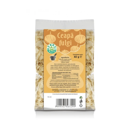 Dried and dehydrated onion flakes, 40 g, Herbal Sana