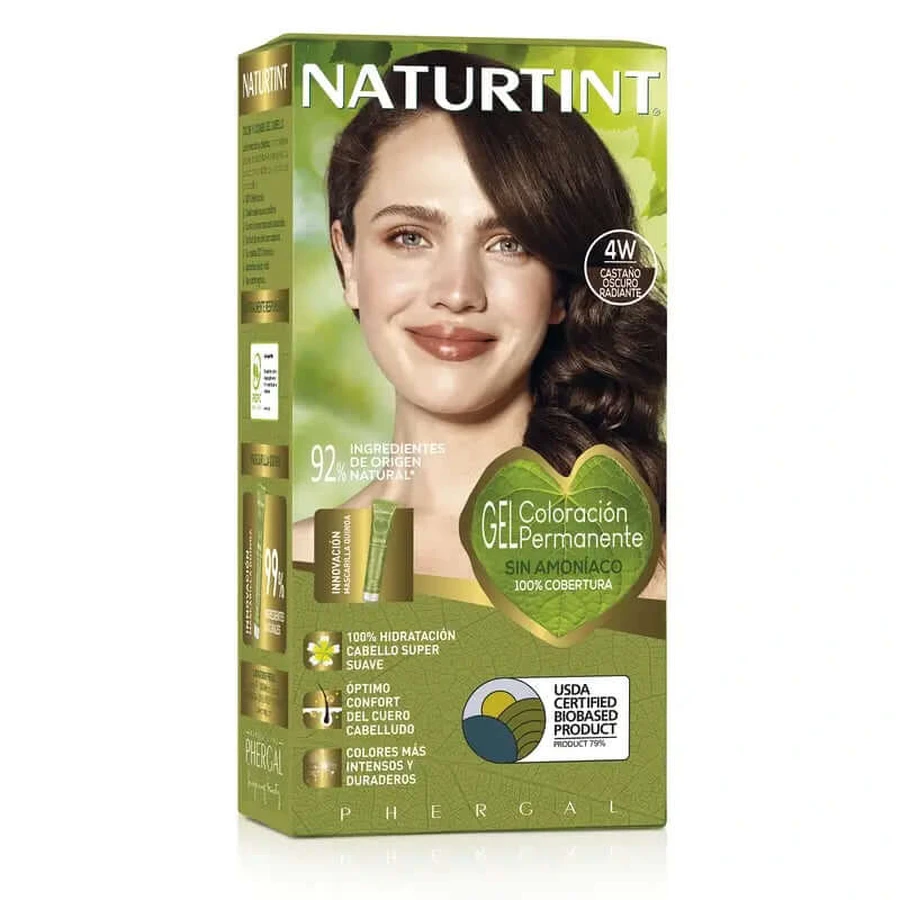 Naturtint Permanent Haarkleuring 4W Ammonia Vrij - Stralend Donker Bruin