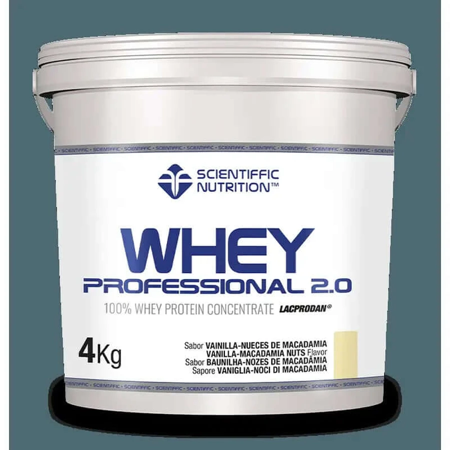 Scientiffic Nutrition Whey Professional 2.0 Vanille Macadam Noten, 4000 gram