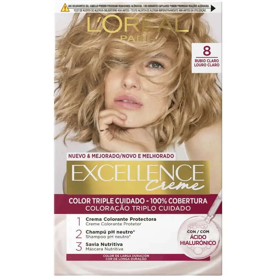 L'Oréal Paris Excellence Creme Permanent Haarkleuring - Tint 8 Licht Blond