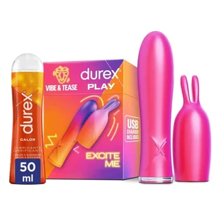 Durex Pack 2 In 1 Vibrating Bunny, Vibe & Tease + Warming Lubricant, 50 Ml