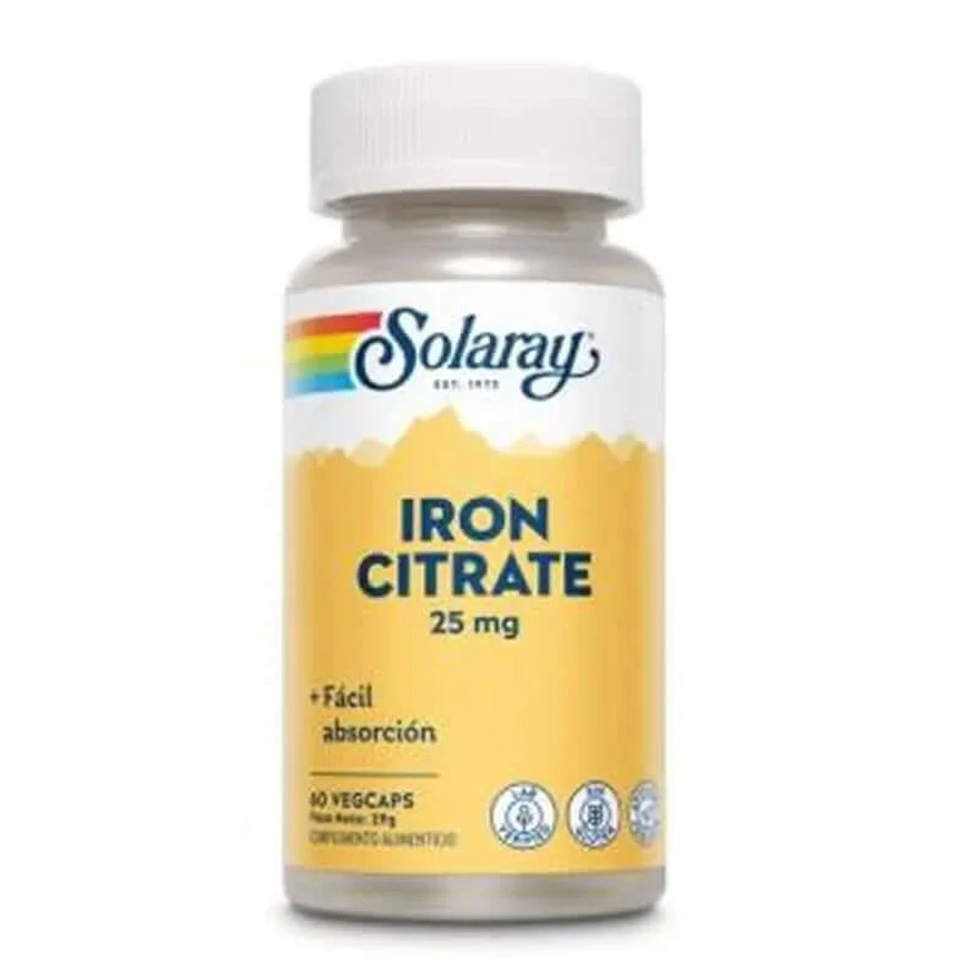 Solaray Iron Citrate 25Mg. 60 Capsules