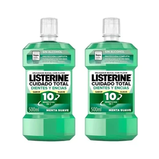 Listerine Duplo Mundwasser Zahn- & Zahnfleischschutz Mild Minze Mild Alkoholfrei, 2 x 500 Ml