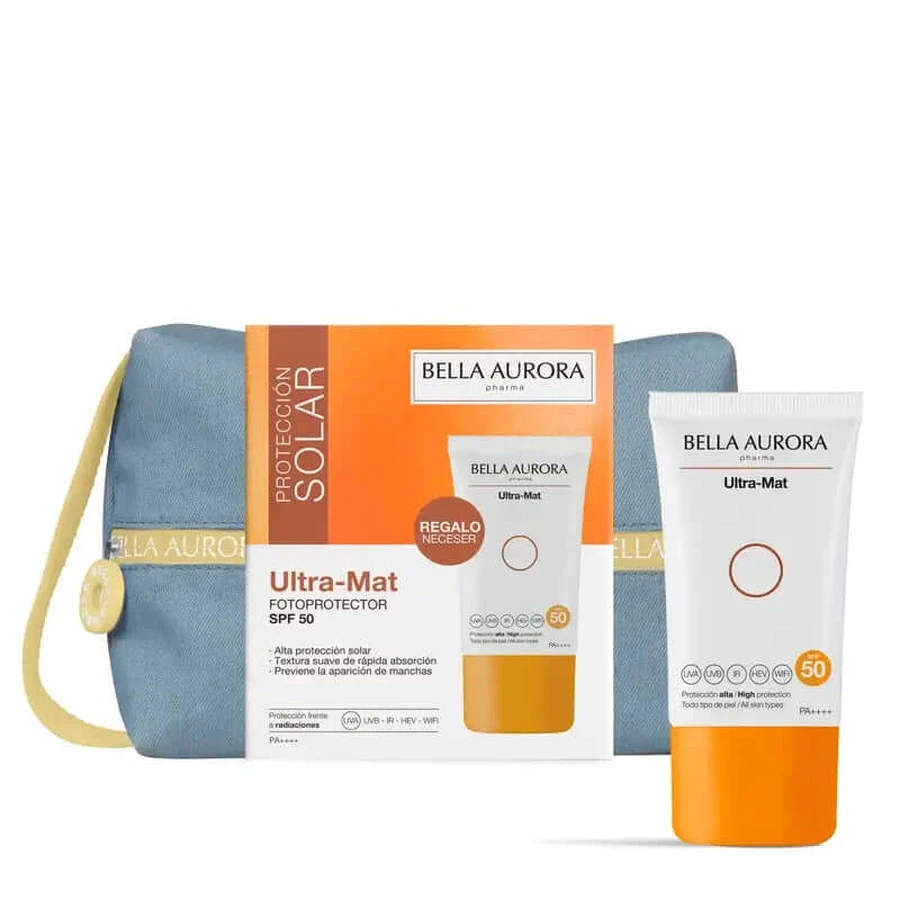 Bella Aurora Ultra-Mat Zonnebrandcrème Spf50 + Jean Toilettas Cadeau, 50 ml