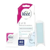 Veet Pure Bandes de cire froide dépilatoire pour l'épilation du visage, 40 bandes