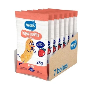 NESTLÉ Pack Healthy Snacking Happy Puffs Erdbeer-Mais , 28g x 7 Stück