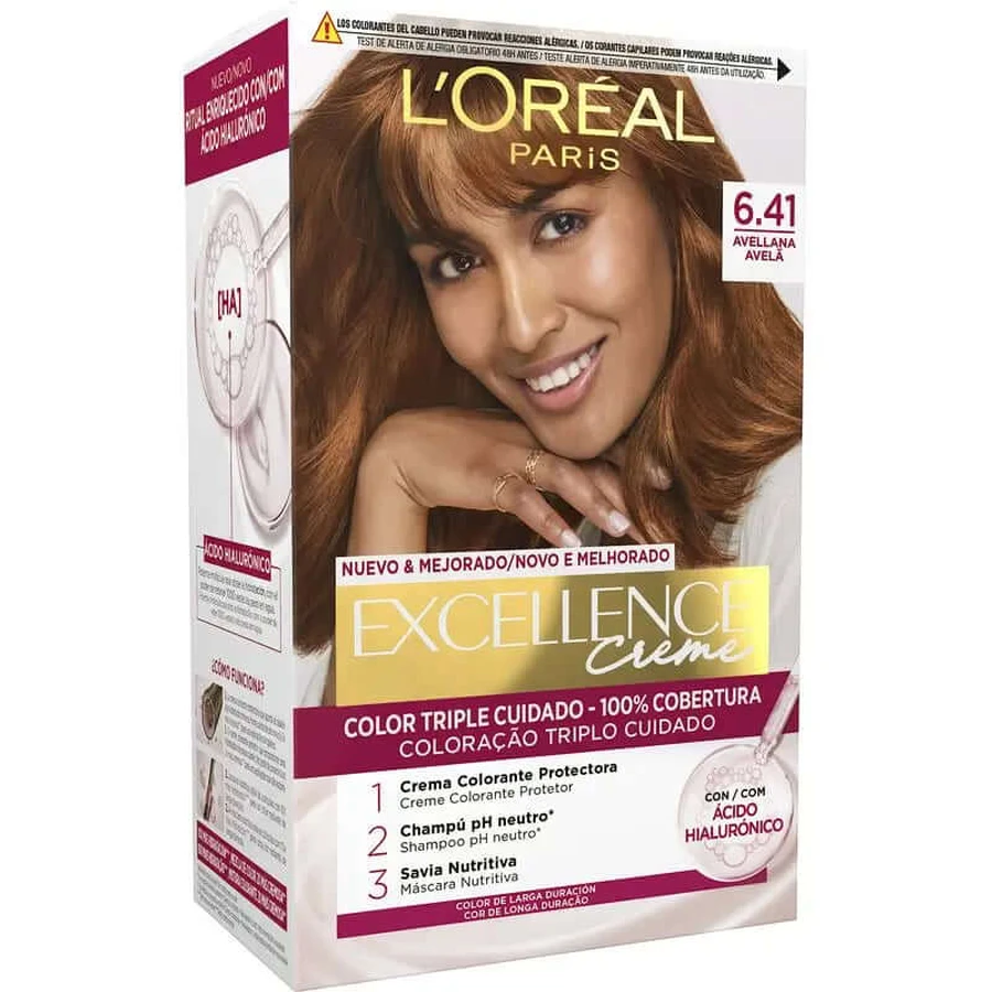 L'Oréal Paris Excellence Creme Permanente Haarkleuring - Tint 6.41 Hazelnoot