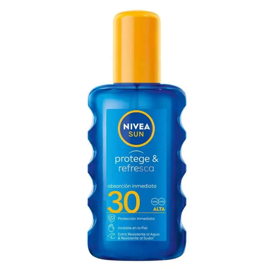NIVEA Sun SPF30 Protege & Refresca Spray Solar Invisible, 200 ml