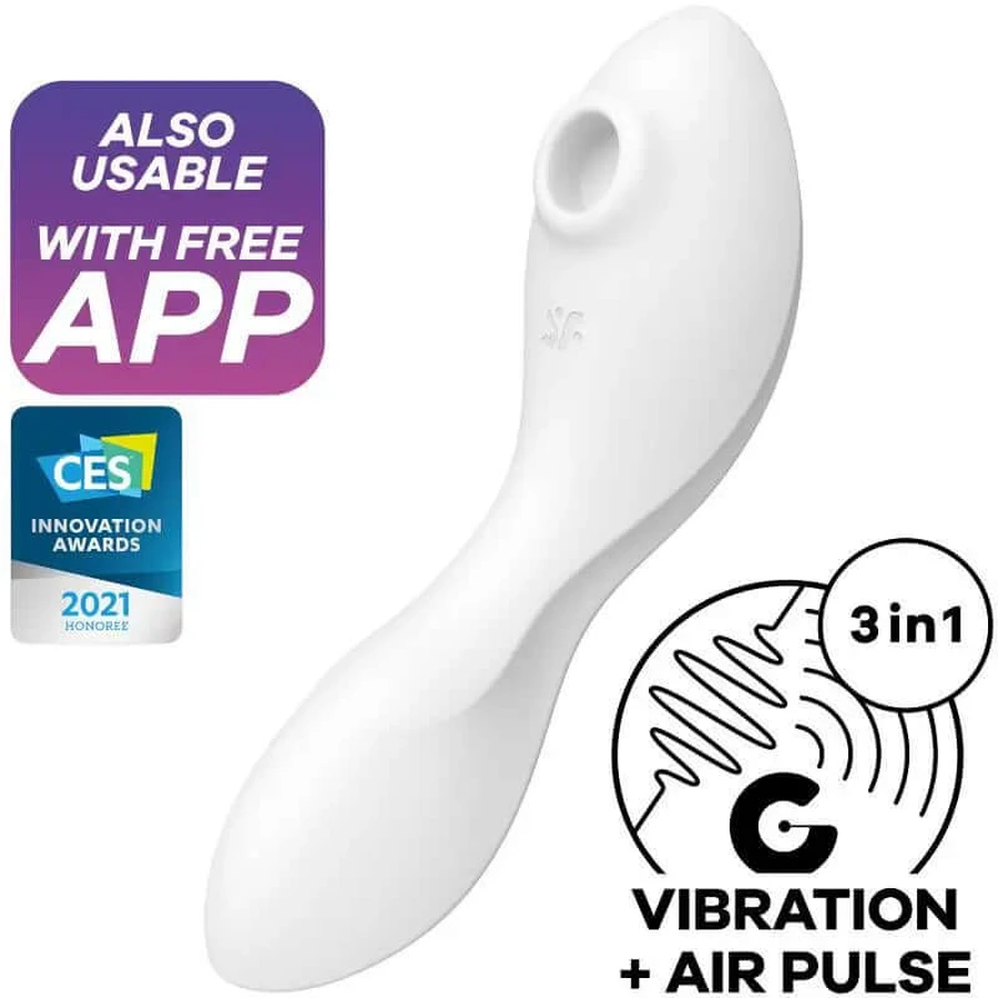 Satisfyer Connect Curvy Trinity 5 Estimulador Y Vibrador App - Blanco