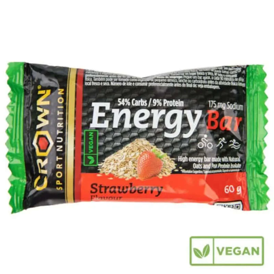 Crown Sport Nutrition Energy Vegan Vegan Bar de căpșuni , 60 grame