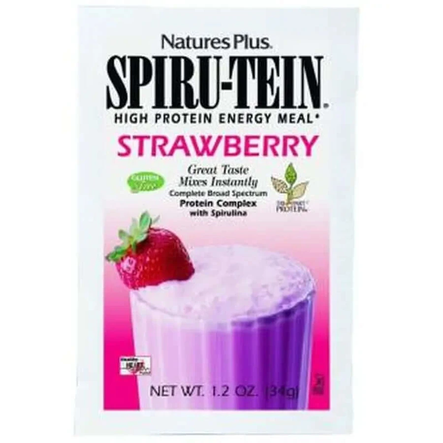 Natures Plus Spiru-Tein Aardbei, 34 g, Enveloppen