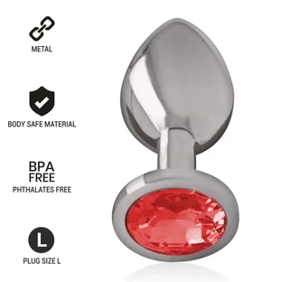 Intense Anal Plug Metal Aluminum With Red Crystal Size L