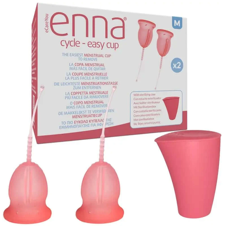 Enna Cycle Easy Menstrual Cup Size M, 2 Cups + Sterilization Box
