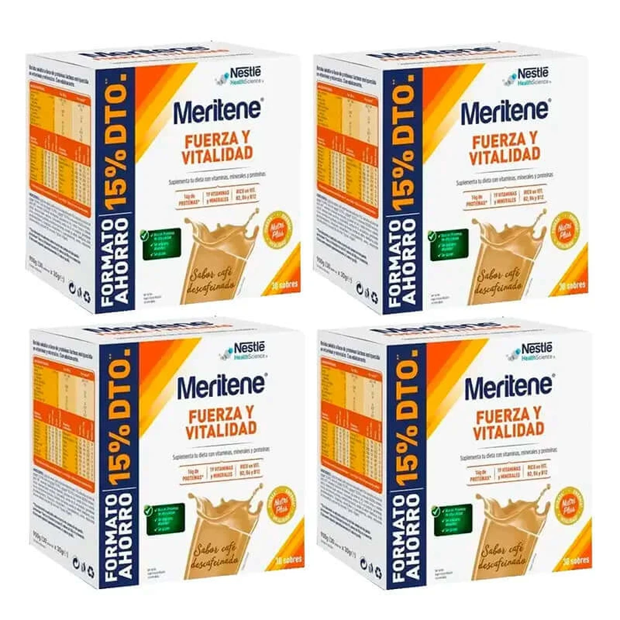 Meritene Force et Vitalité Café Décaféiné Format Economique 4 x 30 sachets
