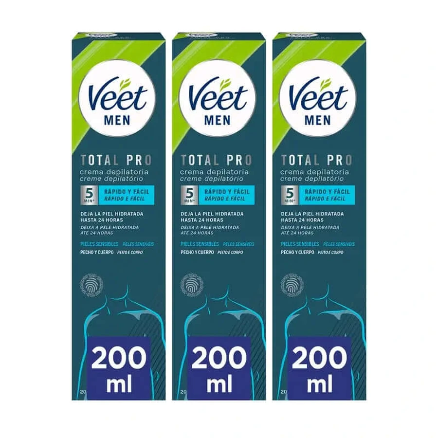 Veet Men Enthaarungscreme Empfindliche Haut, 3x200ml