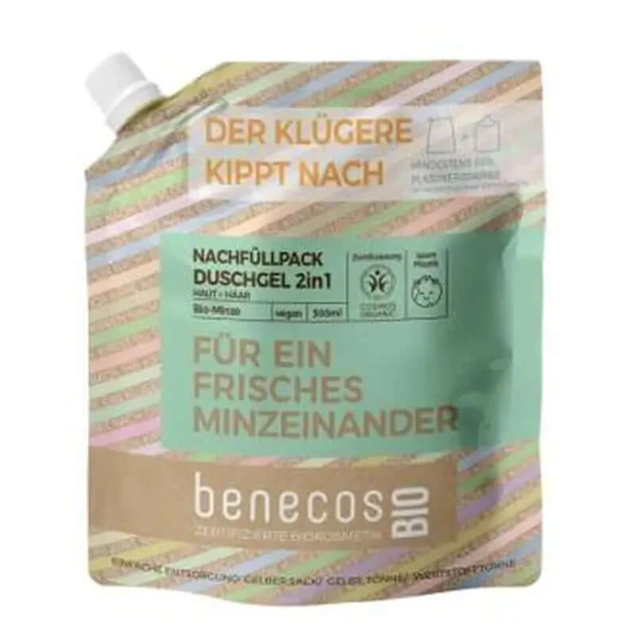 Benecos Badgel 2 In 1 Mint Navulling 500Ml. Bio Vegan