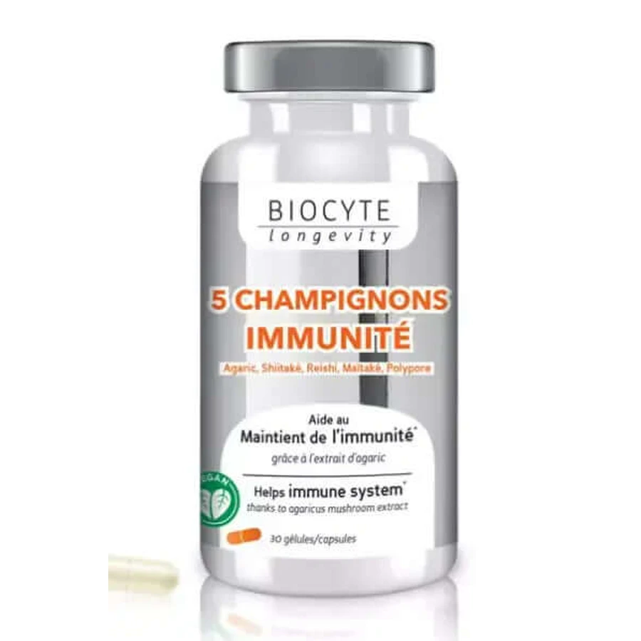 Biocyte 5 Champignons Immunite , 30 capsulas