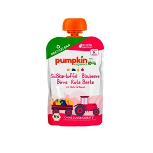 Organic fruit and vegetable puree, sweet potato and blueberries, 100g, Pumpkin Organics