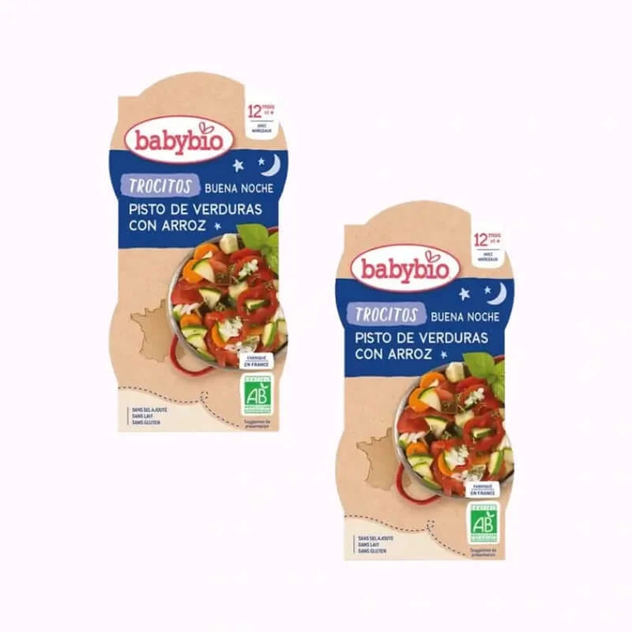 Babybio Good Night Wortel Tomaat en Polenta Brokken, pak 2 x 2X200 gr.