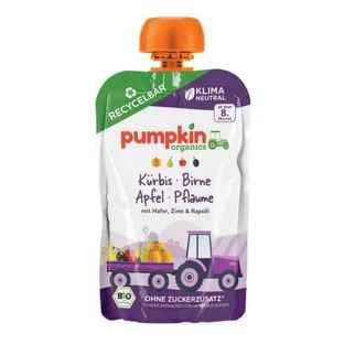 Puré de frutas y verduras ecológicas, calabaza, ciruelas y peras, 100g, Pumpkin Organics