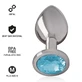 Intense Anal Plug Metal Aluminum With Blue Crystal Size M