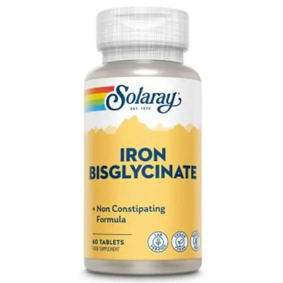 Solaray Bisglycinate Iron Hierro Bisglicinato 60 Comprimidos