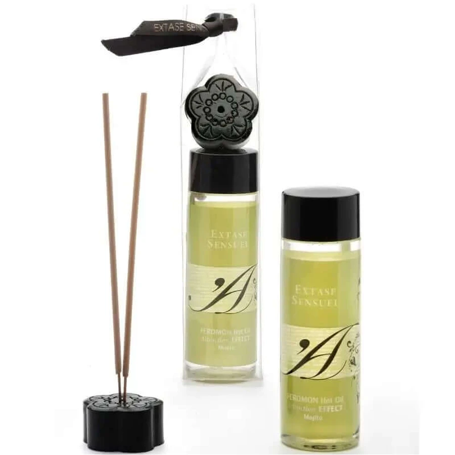 Extase Huile de Massage Sensuelle Effet Réchauffant Avec Phéromones Mojito 100Ml