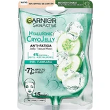 Garnier Tissue Mask Hyaluronic Cryo Jelly Antifatigue für müde Haut. 4% Glycerin + Menthol + Hyaluronsäure