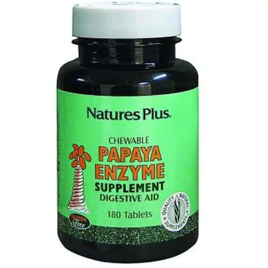 Natures Plus Papaya Enzime, 180 Chewable Tablets