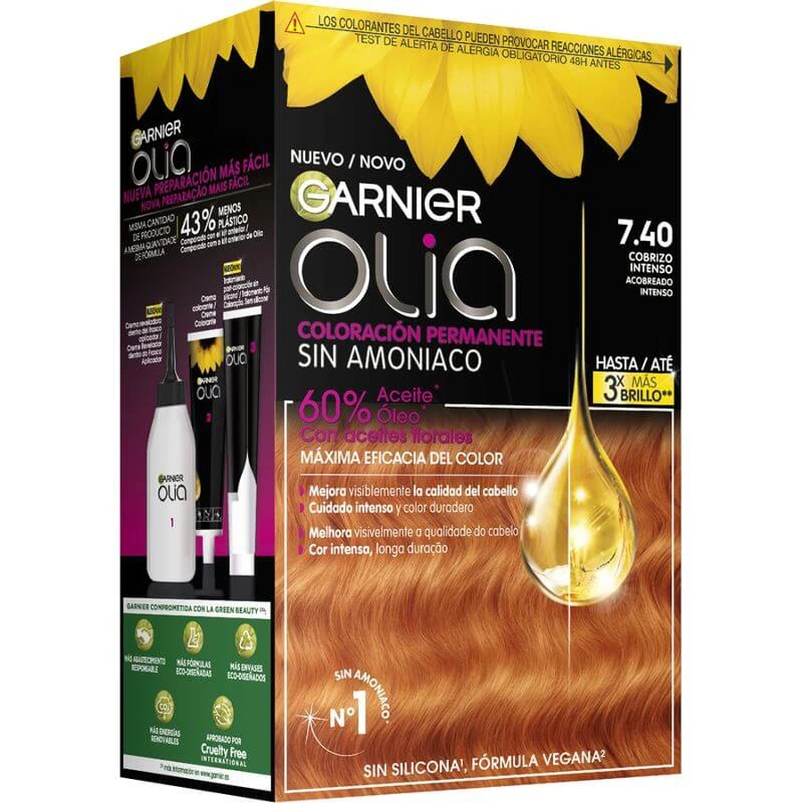 Garnier Olia permanente Färbung ohne Ammoniak, angenehmen Geruch mit floralen Ölen natürlichen Ursprungs - Bold Intense Copper 7.40