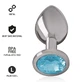 Intense Anaalplug Metaal Aluminium Met Blauw Kristal Maat L