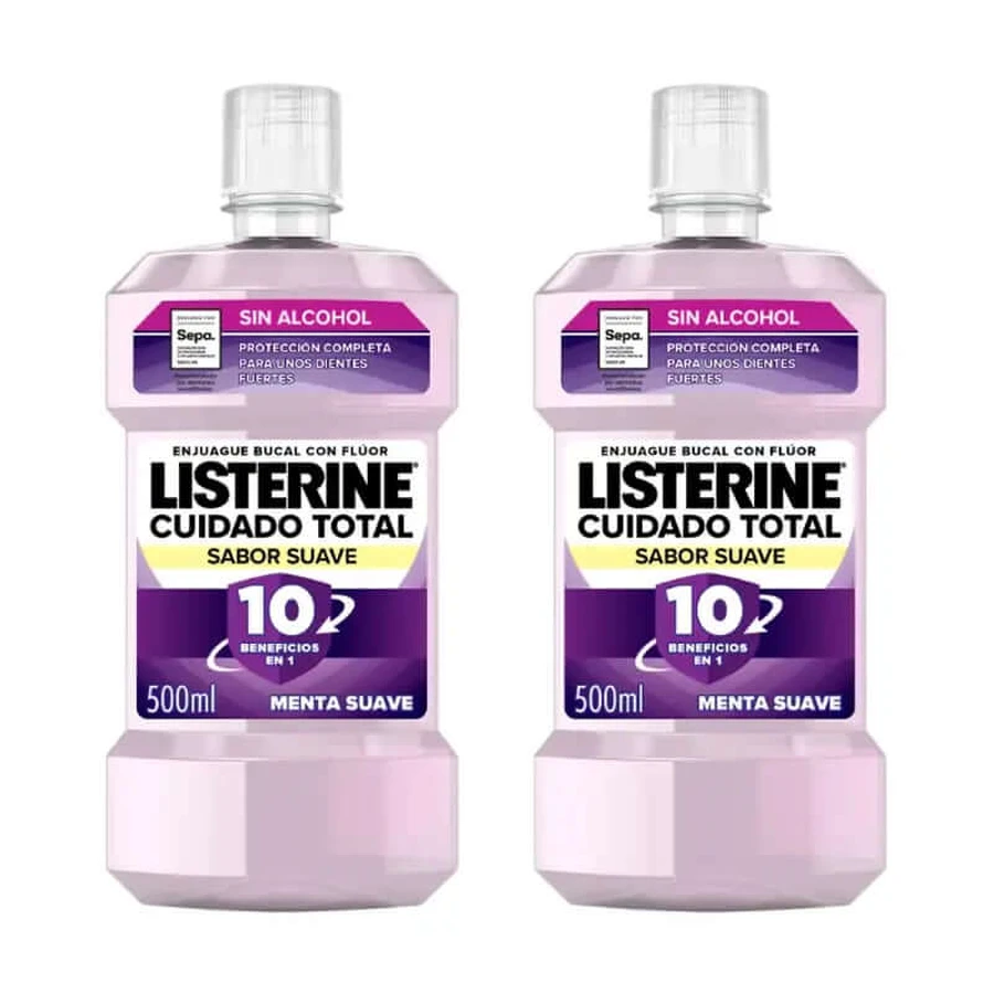 Listerine Duplo Total Care Mondwater met Milde Smaak, 2 x 500 ml