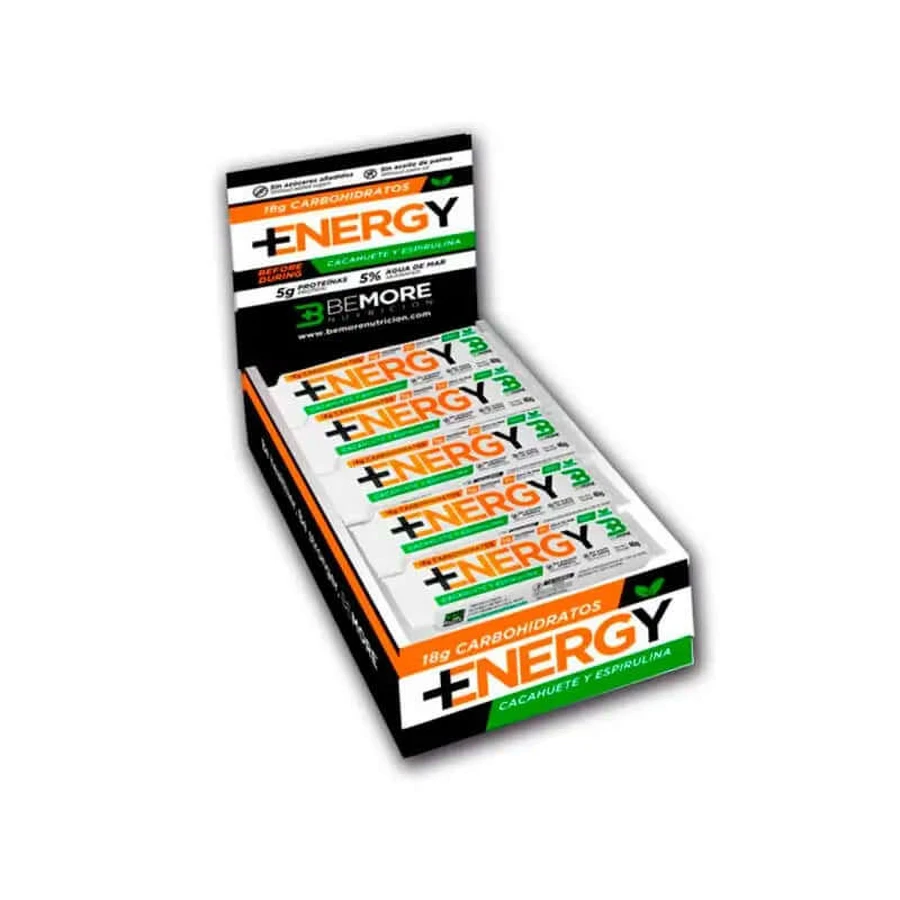 Bemore Nutrition Energy+ Energy Bar Peanut & Spirulina Flavor Box 18 units