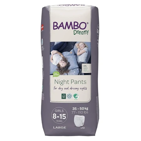 Pañal Girls Dreamy Nights, 8-15 años, 35-50 kg, 10 piezas, Bambo