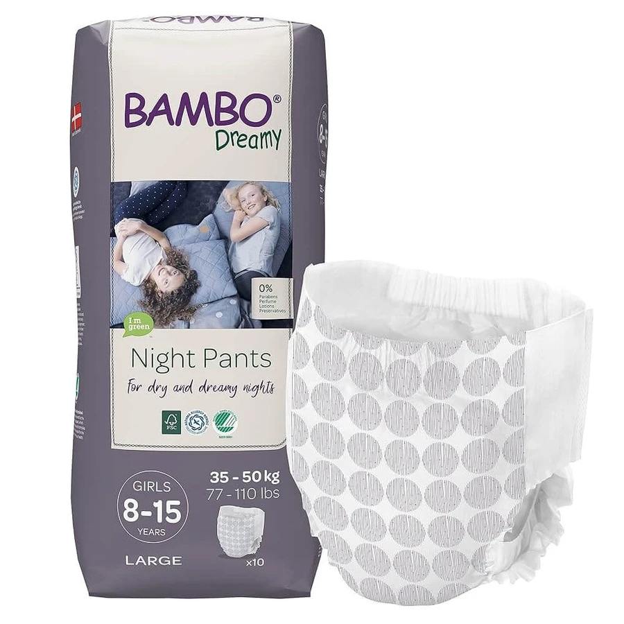 Pañal Girls Dreamy Nights, 8-15 años, 35-50 kg, 10 piezas, Bambo