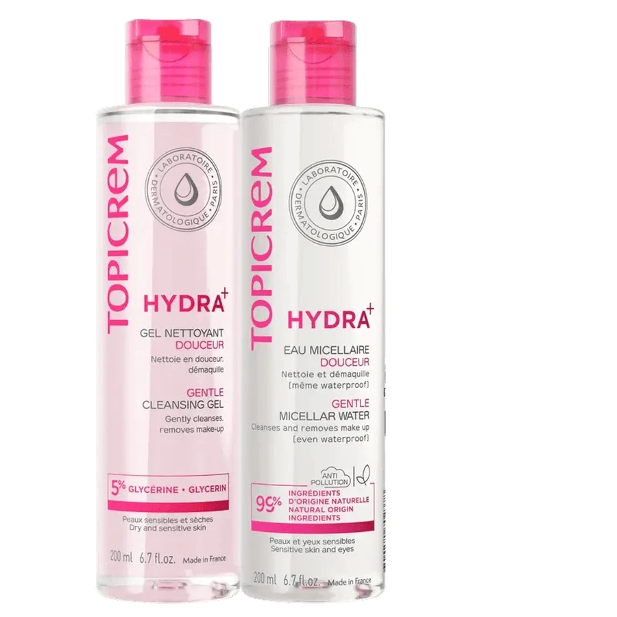 Topicrem Hydra+ Pack Cleansing Gel 200 Ml + Micellar Water 200 Ml 40%.