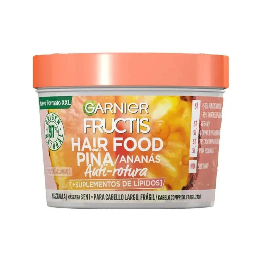 GarnierFructis Hair Food Ananas 3 In 1 Anti-Breuk Masker 400 ml Voor lang, breekbaar haar