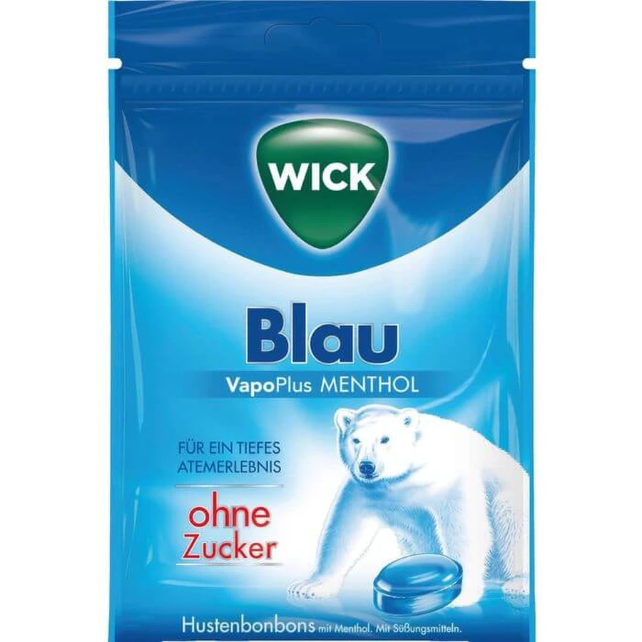 WICK BLAU bonbons mentholés sans sucre sachet 72 g