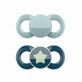 Set of 2 silicone pacifiers without ring Day and Night, +6 months, Blue, Dentistar