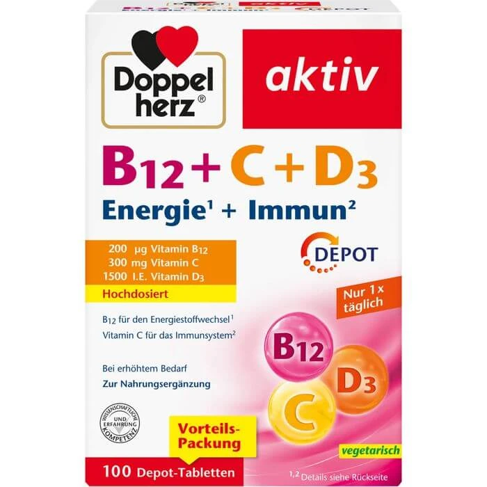 DOPPELHERZ B12+C+D3 Depot active tablets 100 pcs.